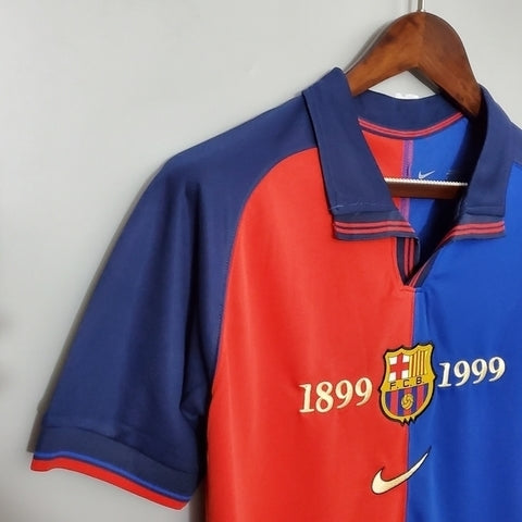 Barcelona 100 Years Retro Shirt 1999 Blue and Claret