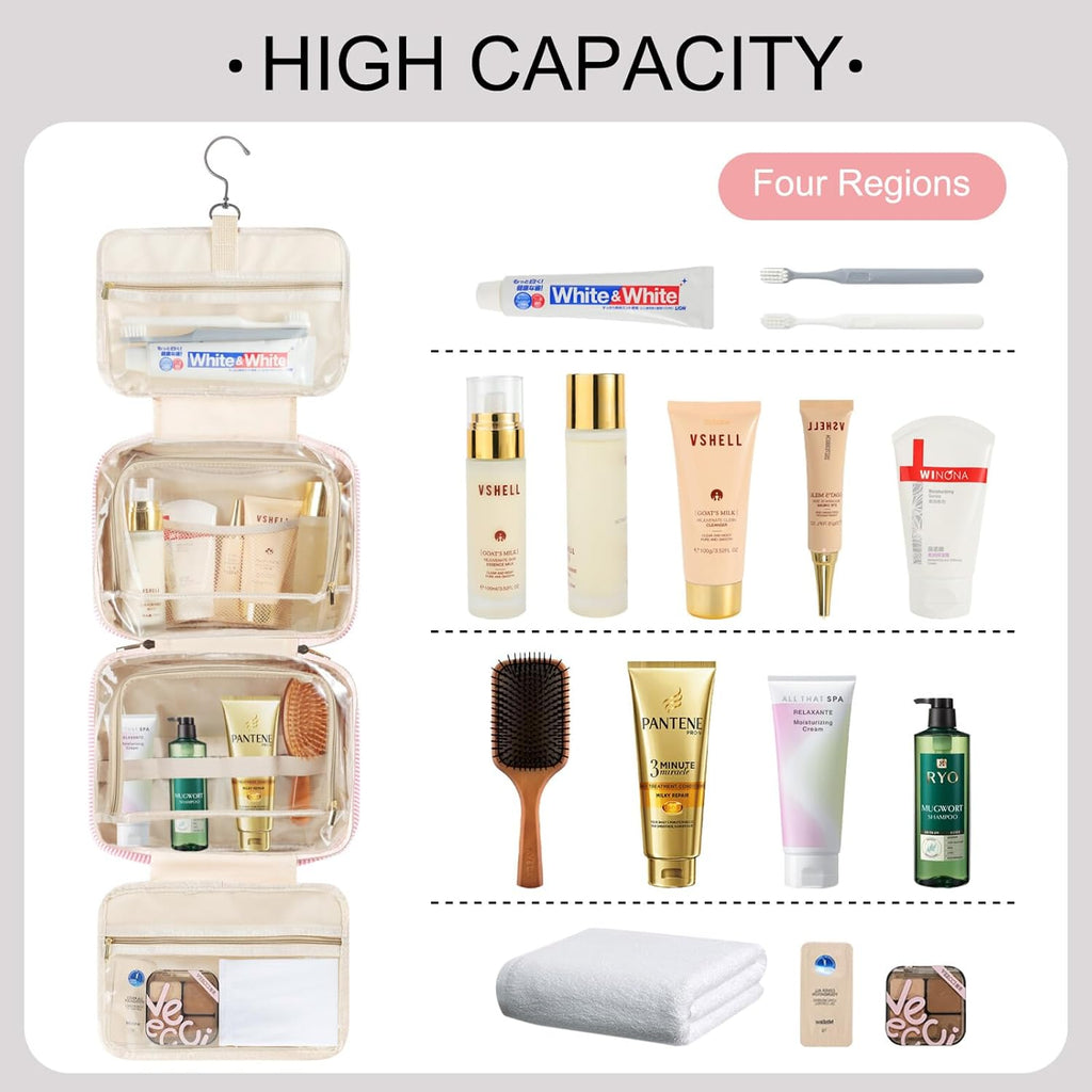 TOPEAST Travel Makeup Bag and Toiletry Bag, Personalized Initial Makeup Bag