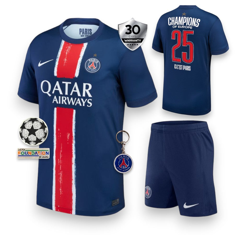 Kids PSG 2025 European Champions 1 Star Jersey