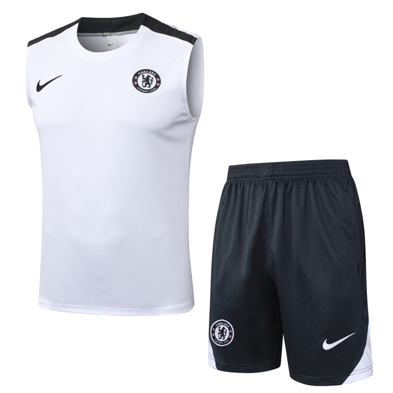 Chelsea Kit White Jersey + Shorts - No Sleeve 25/26