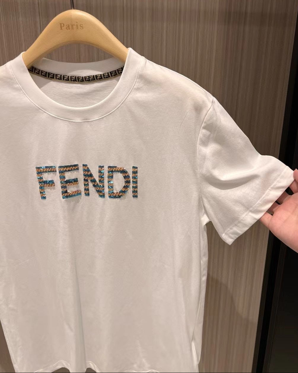 SEQUINED COTTON T-SHIRT