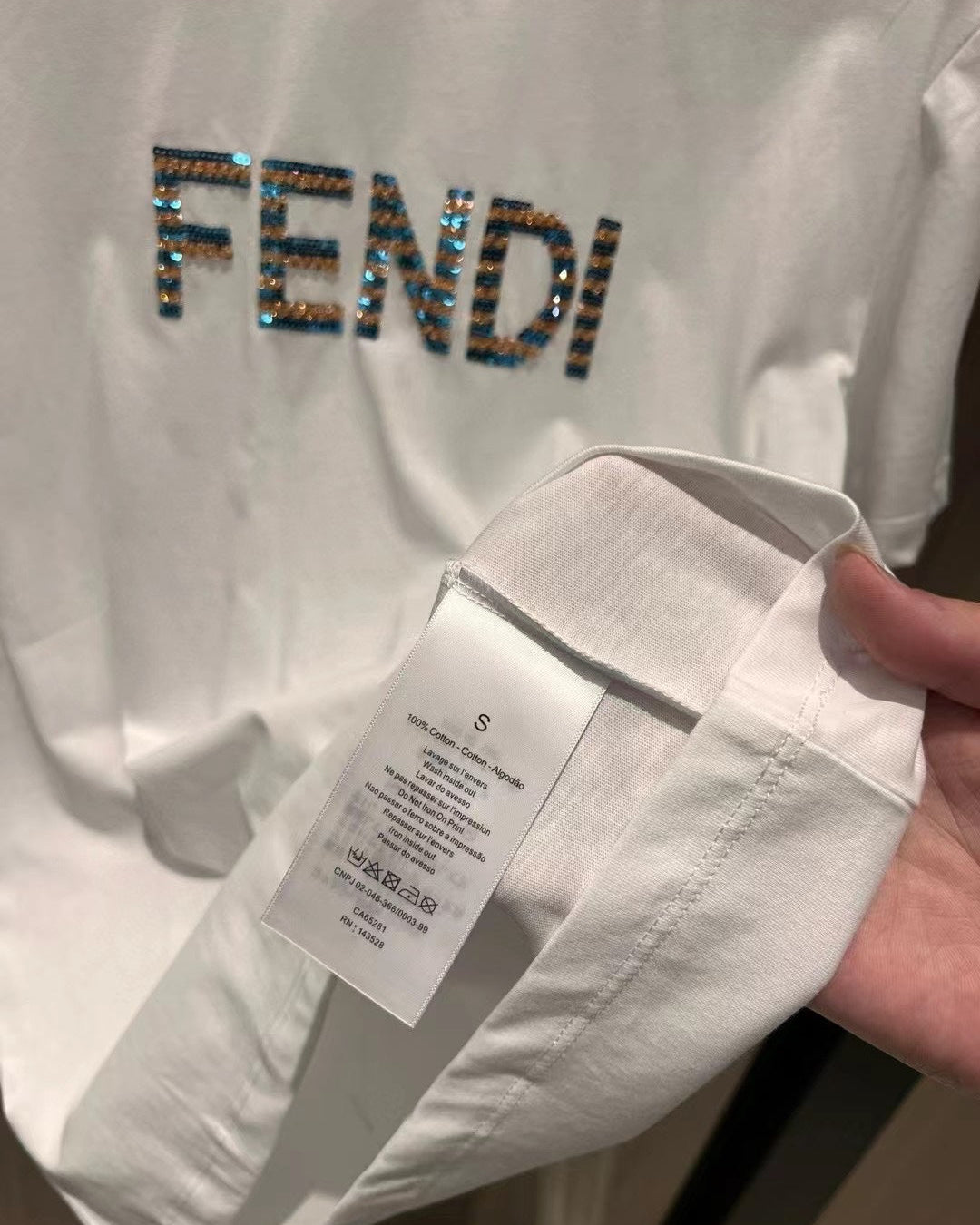 SEQUINED COTTON T-SHIRT