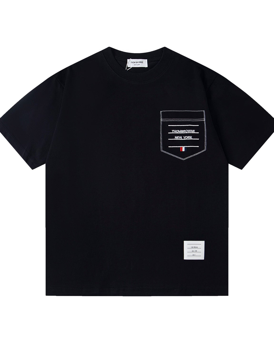 Embroidered pocket cotton T-shirt