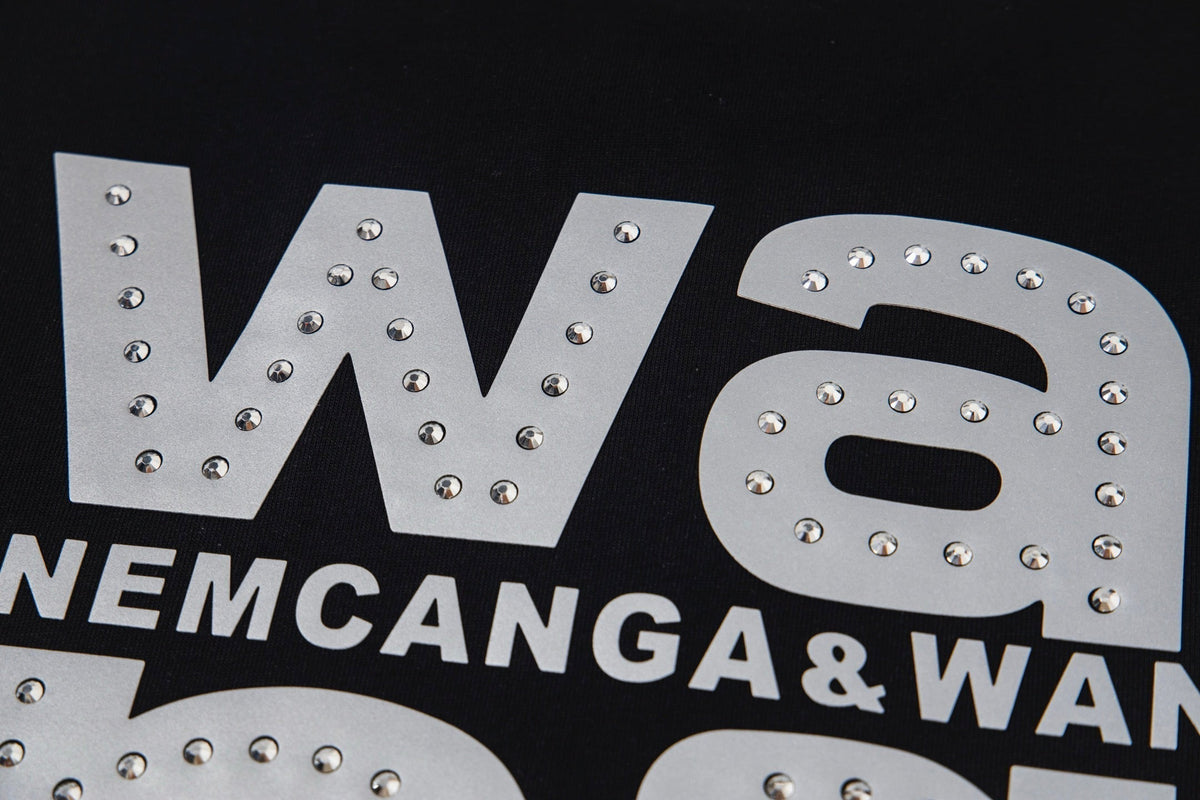 Rivet inlaid with concave silicone reflective T-shirt