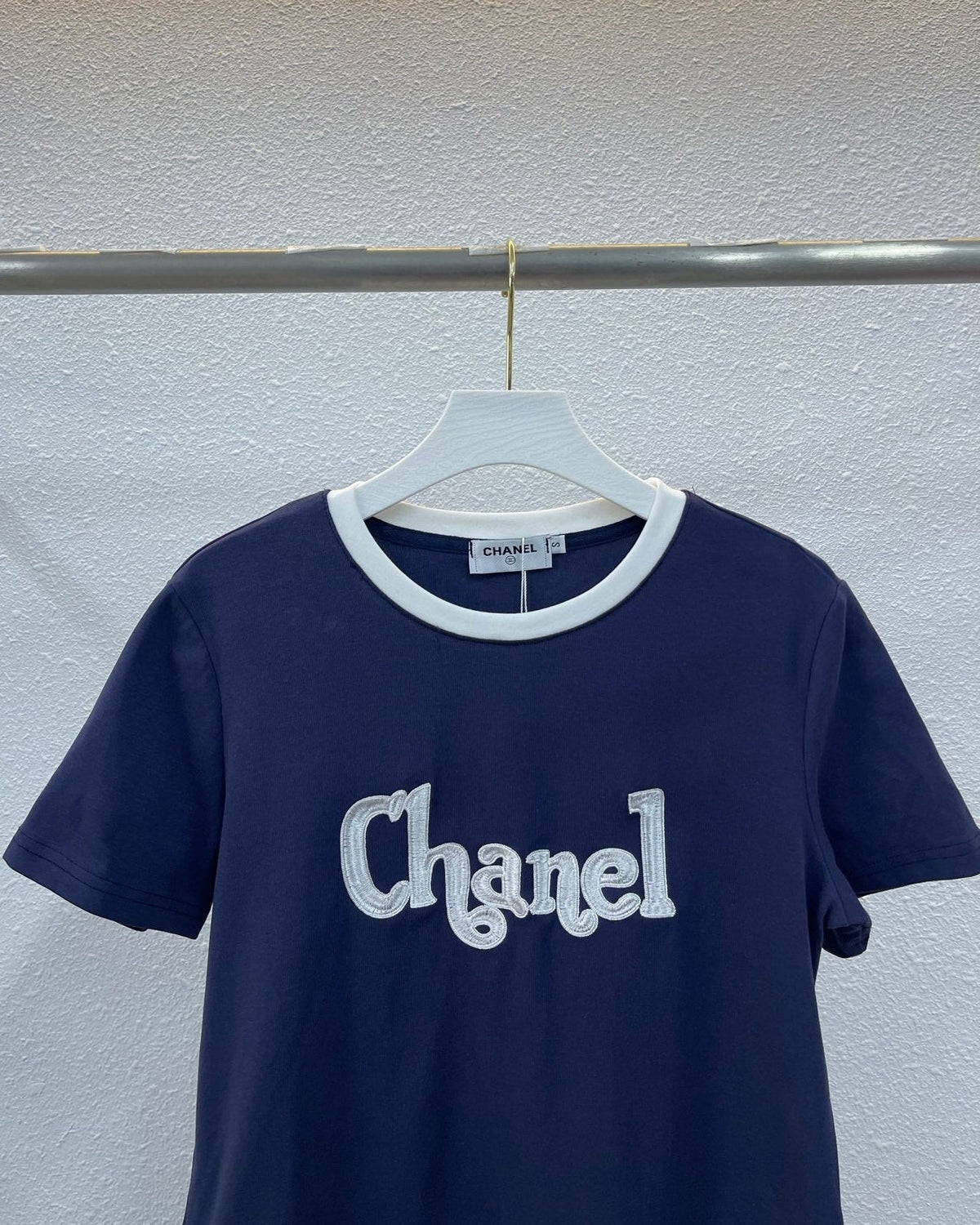 Contrast color pure cotton T-shirt
