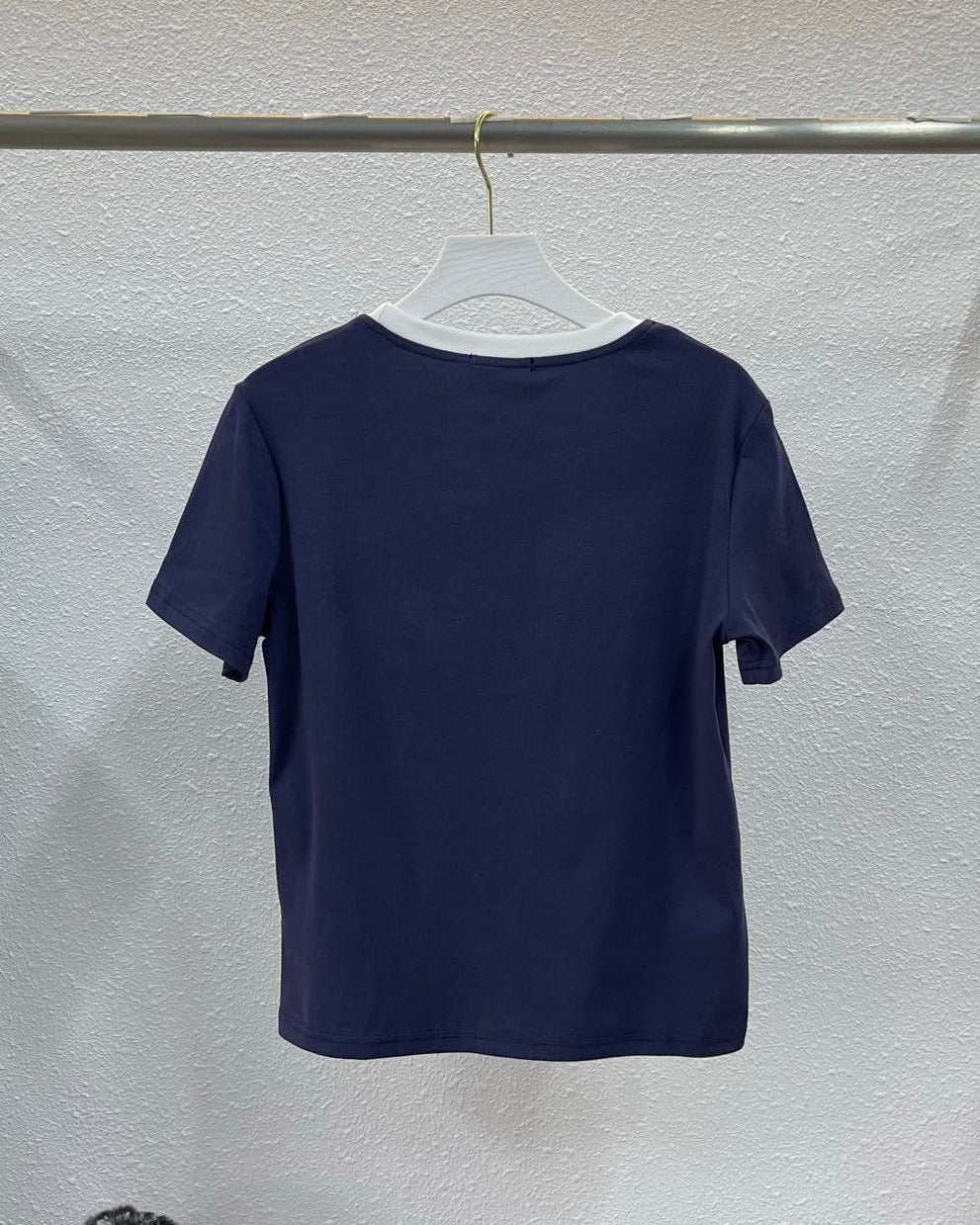Contrast color pure cotton T-shirt
