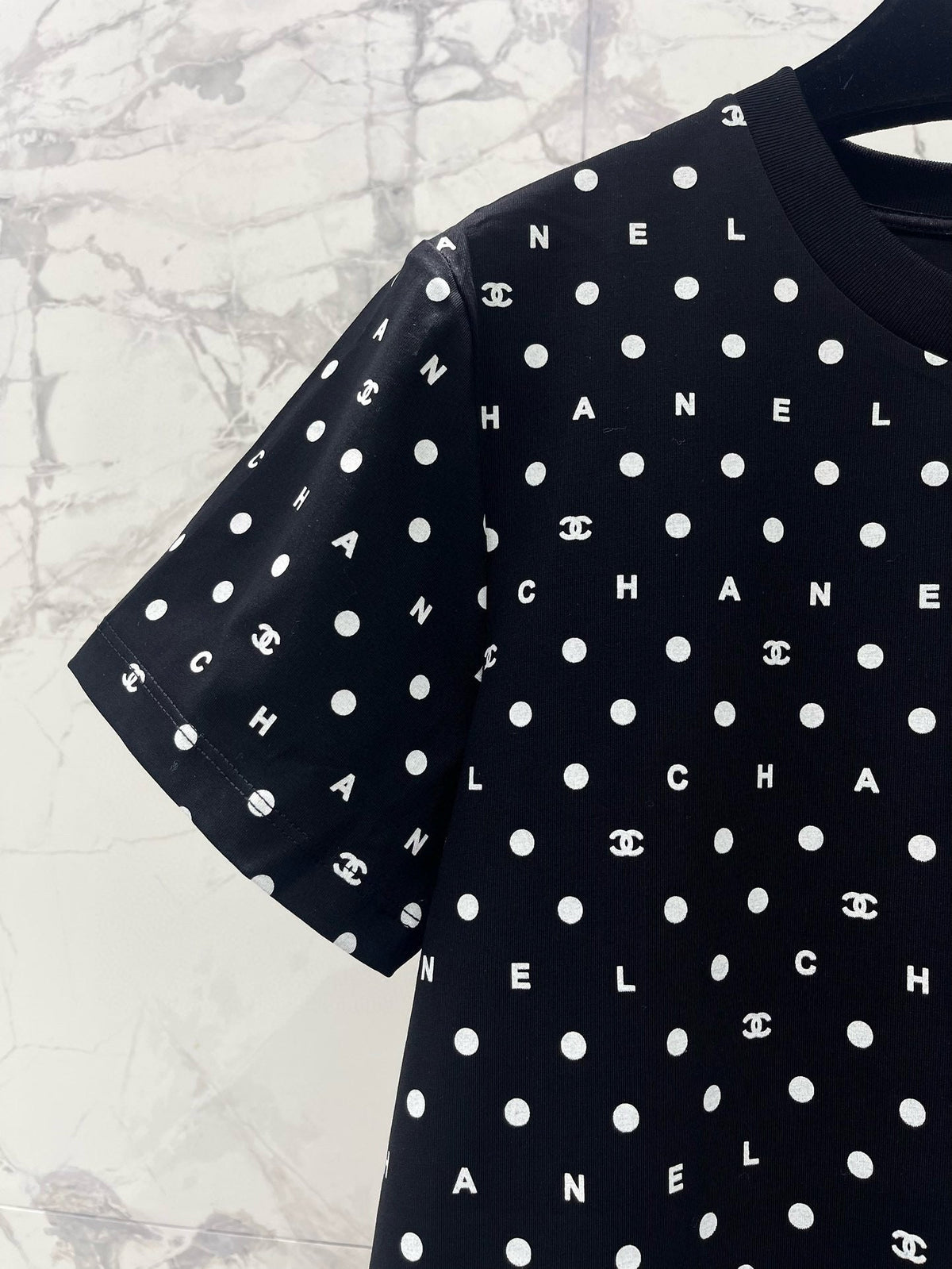 Black Polka Dot Sequined T-Shirt