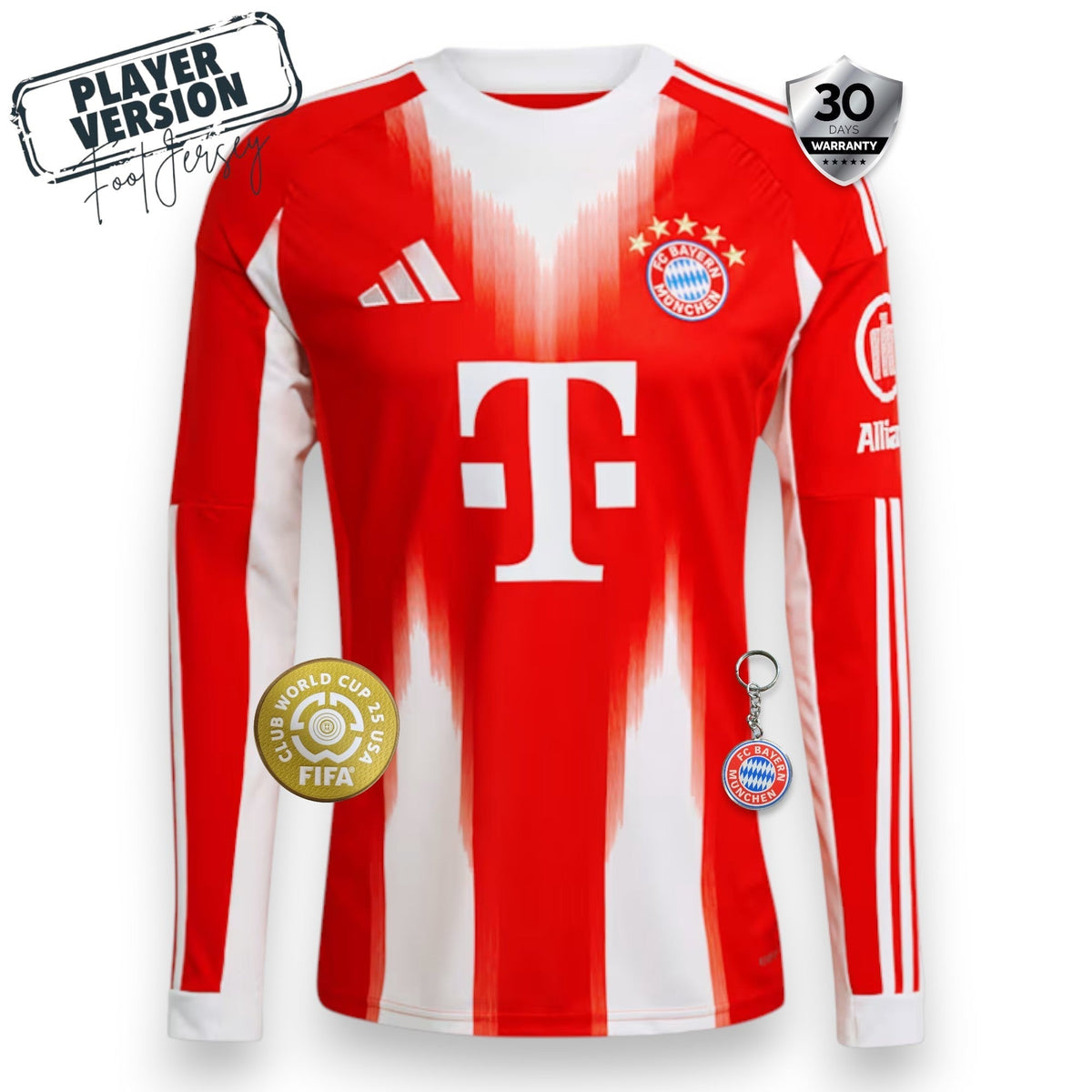 Bayern Munich Player Jersey Home 2025/26 - Long Sleeve